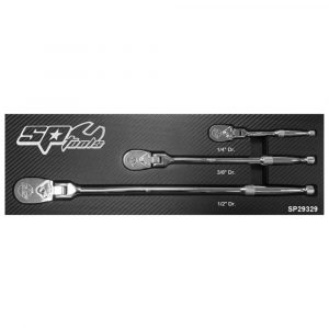 SP Tools SP29329 EVA 1/4″, 3/8” & 1/2″ Square Drive 3 Piece Sealed Head Ratchets Set Flex Head