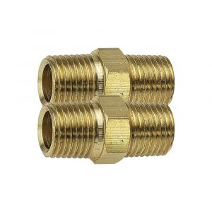 Jamec Pem 39.1503BL 3/8" x 1/4" BSP Male Brass Hexagon Nipple Fitting 2 Pack