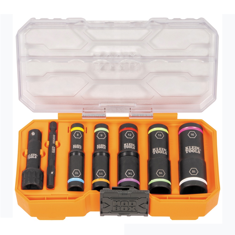 KLEIN Tools A-65619 KNECT™ Flip-10 Heavy Duty Flip Impact Socket Set, Metric, 8 Piece Image