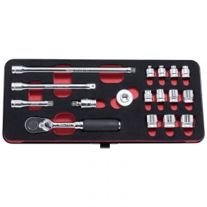 Koken 2286Z Z-Series 1/4" Square Drive Socket Set, 17 Piece Metric with 2725Z Premium 72T Ratchet - Made in Japan